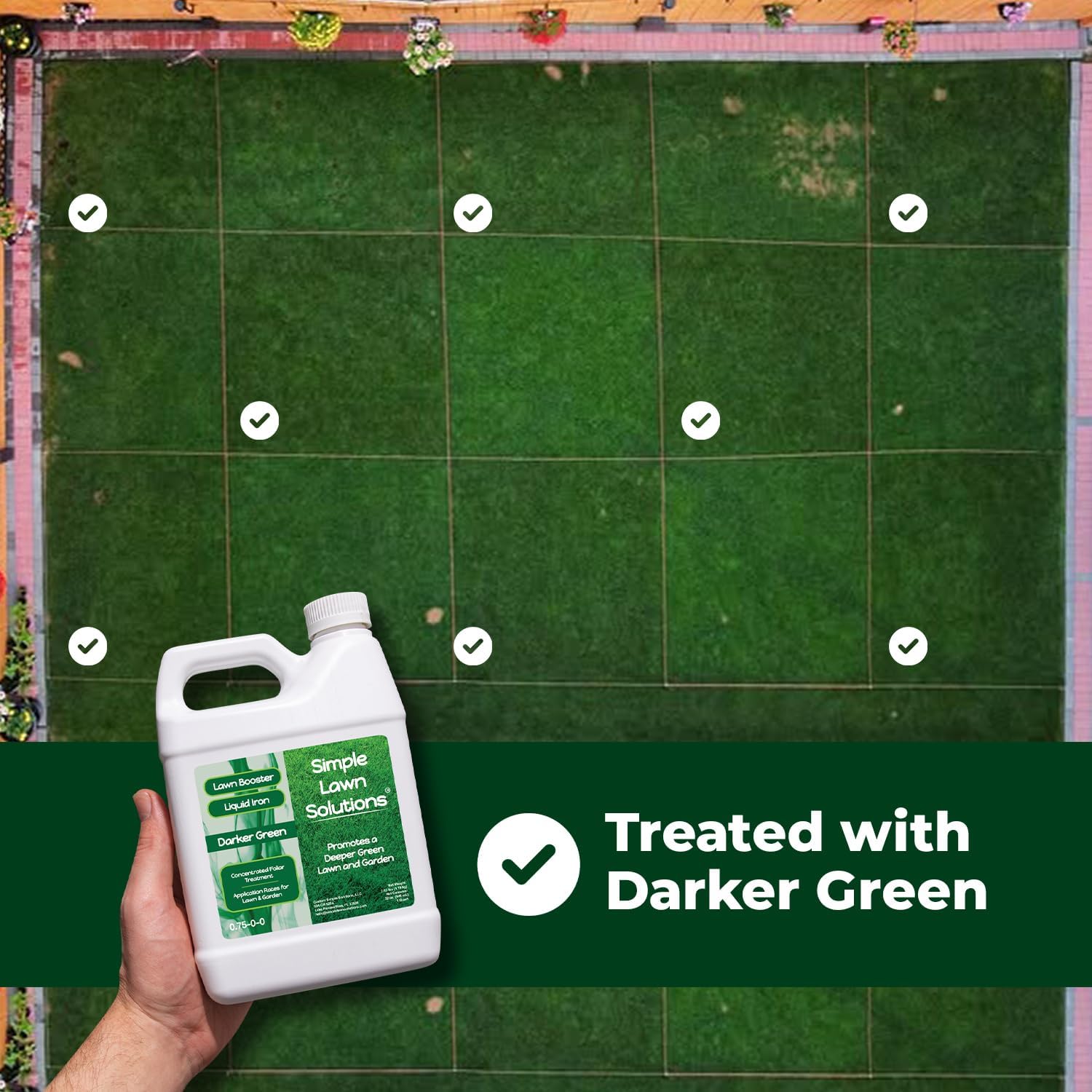 Simple Lawn Solutions - Liquid Iron Fertilizer Darker Green - Chelated Micronutrients - Concentrated Green Booster For Turf Grass, Indoor Plants And Outdoor Garden (32 Ounce)