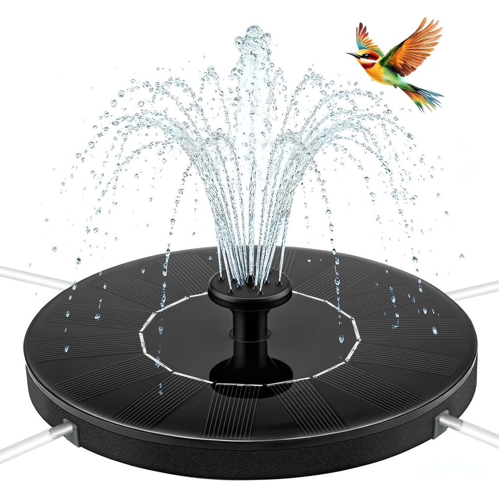 1.5W Solar Fountain, Solar Water Fountain With 6 Nozzles, Solar Water Pump Floating Fountain For Bird Bath, Pond, Garden, Pool, Fish Tank