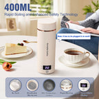 Travel Electric Kettle Portable Mini Kettle,Small Hot Water Boiler With 4 Temperature Settings,304 Stainless Steel,Fast Boiling Water With Auto Shut-Off And Boil Dry Protection,400Ml (Beige, 400Ml)