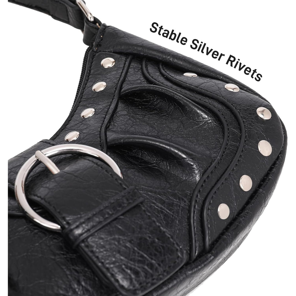 Y2K Purse Small Shoulder Bags For Women With Rivets Punk Style Goth Grunge Emo Handbag
