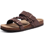 Kidmi Women'S Cork Footbed Sandals With Arch Support Comfortable Slip-On Slide Sandals With Adjustable Buckle For Summer