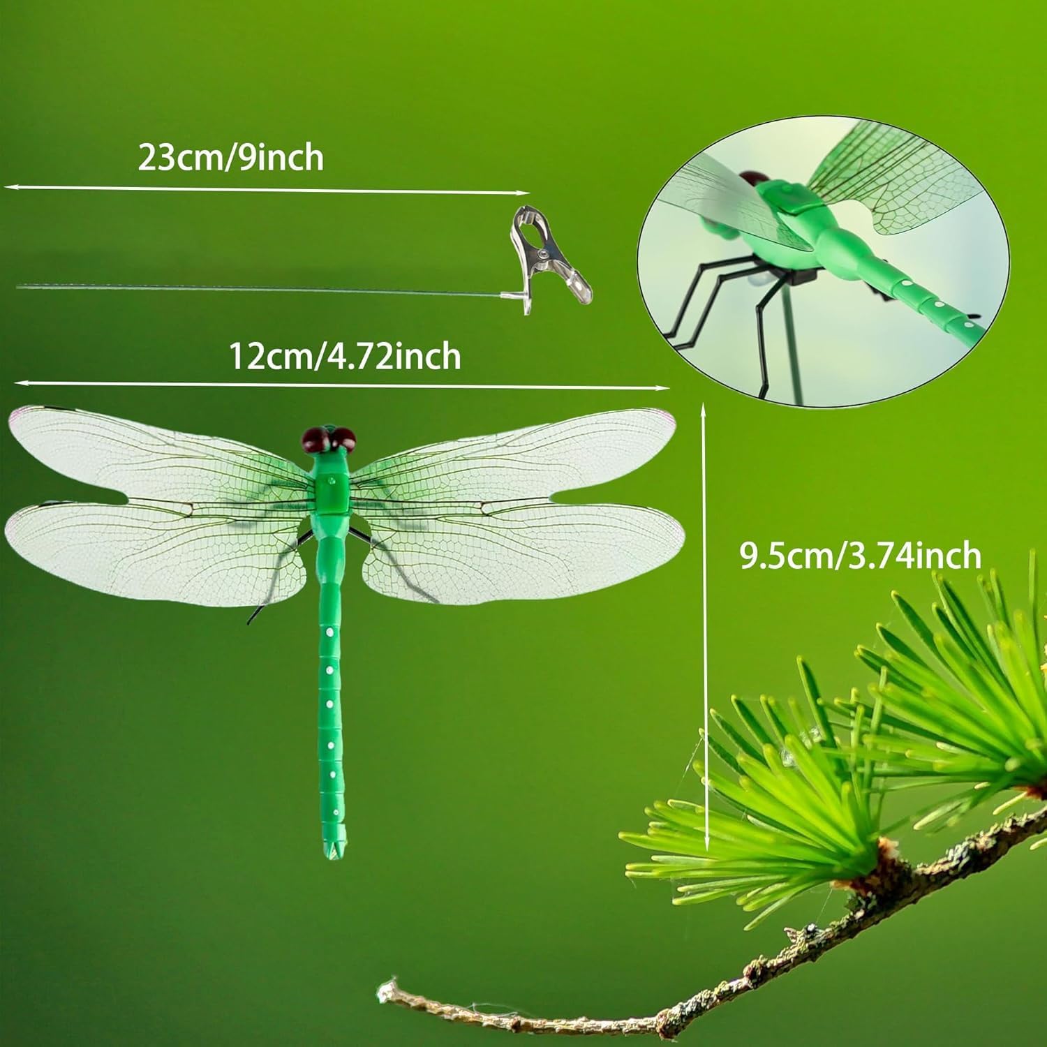 8 Packs Fake Dragonfly Clips,3D Outdoor Dragon Fly Decor Clip On Dragonfly For Bugs Dragonfly Garden Stakes Gardening Decoration Insert Plaque Yard Ornaments Outdoors