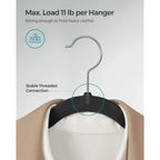 Songmics Velvet Hangers 50 Pack, Non-Slip Clothes Hangers, With Shoulder Notches, Pants Bar, 360° Swivel Hook, Space-Saving, For Closet, Ink Black Ucrf029B05