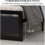 Sha Cerlin Heavy Duty Queen Size Bed Frame With Modern Headboard, Black