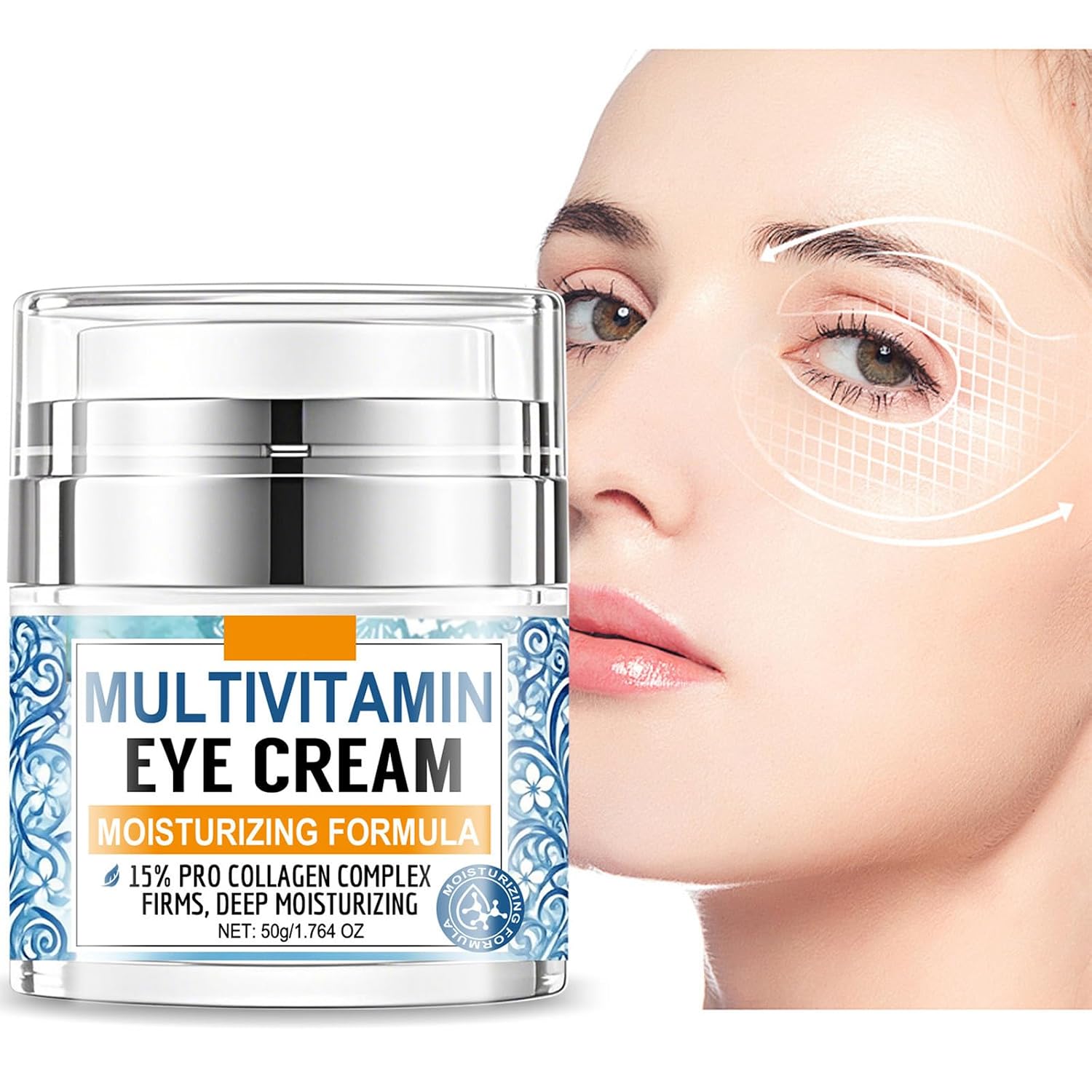 Collagen Complex Eye Cream – Moisturizing & Firming Under Eye Treatment With Tripeptide Complex, Rice Bran & Olive Oil – Hydrating Anti-Aging Cream For Dark Circles, Puffiness & Wrinkles, 1.764Oz