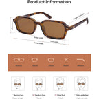 SOJOS Trendy Rectangle Polarized Sunglasses Womens Mens, Small Retro Fashion Thin Slim Square Sunnies SJ2610