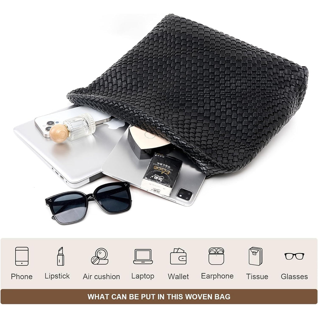 MELOLILA Large Woven Tote Bag for Women Weave Purse Woven Leather Handbag