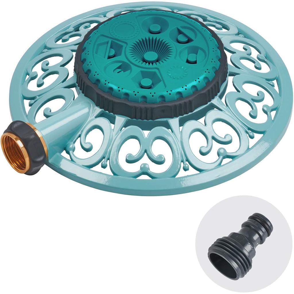 Melnor 65101-Amz Sprout Metal 8-Pattern Sprinkler And Quickconnect Product Adapter Amazon Bundle, Gooseberry Green