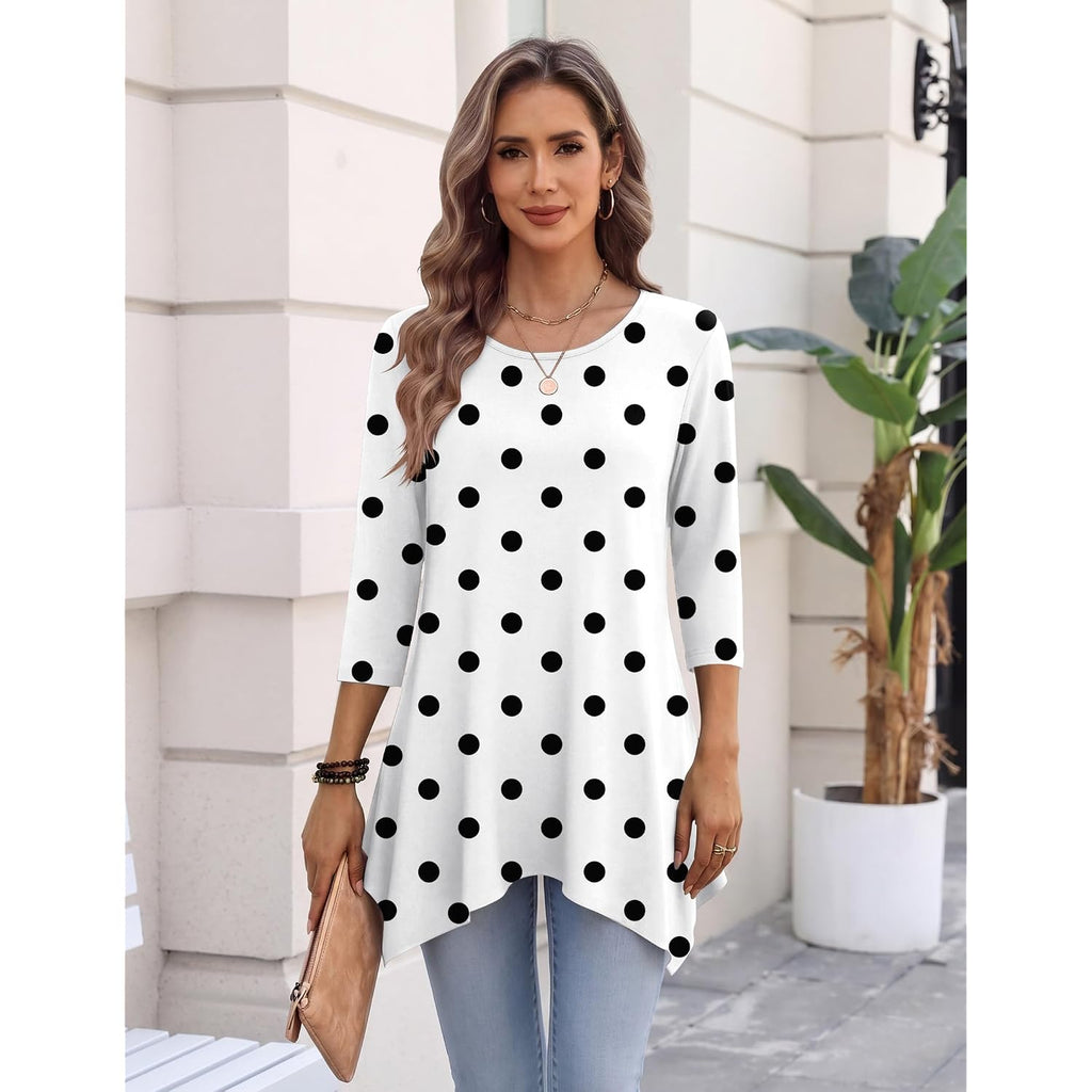 Zeagoo 3/4 Sleeve Womens Tops Dressy Casual Tunics To Wear With Leggings Loose Fit Cute Blouses 2026 Trendy