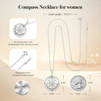 Mkhhy Compass Necklace for Women Jewelry For Her White Gold and Yellow Gold I'd Be Lost Without You(18k Real Gold Filled With S925)