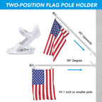 Hoople Flag Pole Holder For Outside House, Heavy Duty Aluminum Flag Holder & Flag Pole Mounting Bracket, Rust Free Wall Mount Flag Bracket With Stainless Hardware, Fits 1” Flag Pole (White-1Pack)
