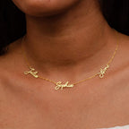 Ajiangwu Mothers Day Necklace Gifts for Mom,18K Gold Plated Name Necklace Personalized,Multiple Custom Name Necklace kids Names Customized Choker Necklace for Women