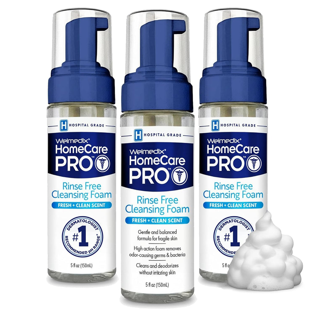 Welmedix No Rinse Cleansing Foam - Rinse Free & Waterless Body Wash, 3-In-1 Shampoo & Foaming Cleanser, Hospital Grade & Ph Balanced - Pack Of 3