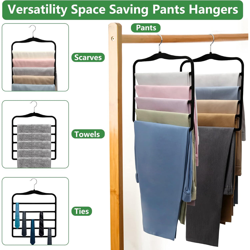 Closet Organizers And Storage,3 Pack Organization And Storage Pants-Hangers-Space-Saving,Velvet Hanger For Dorm Room For College Students Girls Boys Guys Hanging Jean Scarf