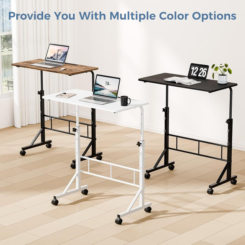Dumos 31.5" Walking Pad Desk, Laptop Desk, Home Office | Lockable Wheels, Adjustable Height, Portable Rolling Design, Treadmill Use, Stand Up Style, Black