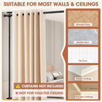 Room Divider Curtain Rod, No Drilling Room Separator For Space Partition Adjustable 4-10Ft(H) 28-70Inch(W) Heavy Duty Temporary Wall Divider Floor To Ceiling Tension Rod, Black