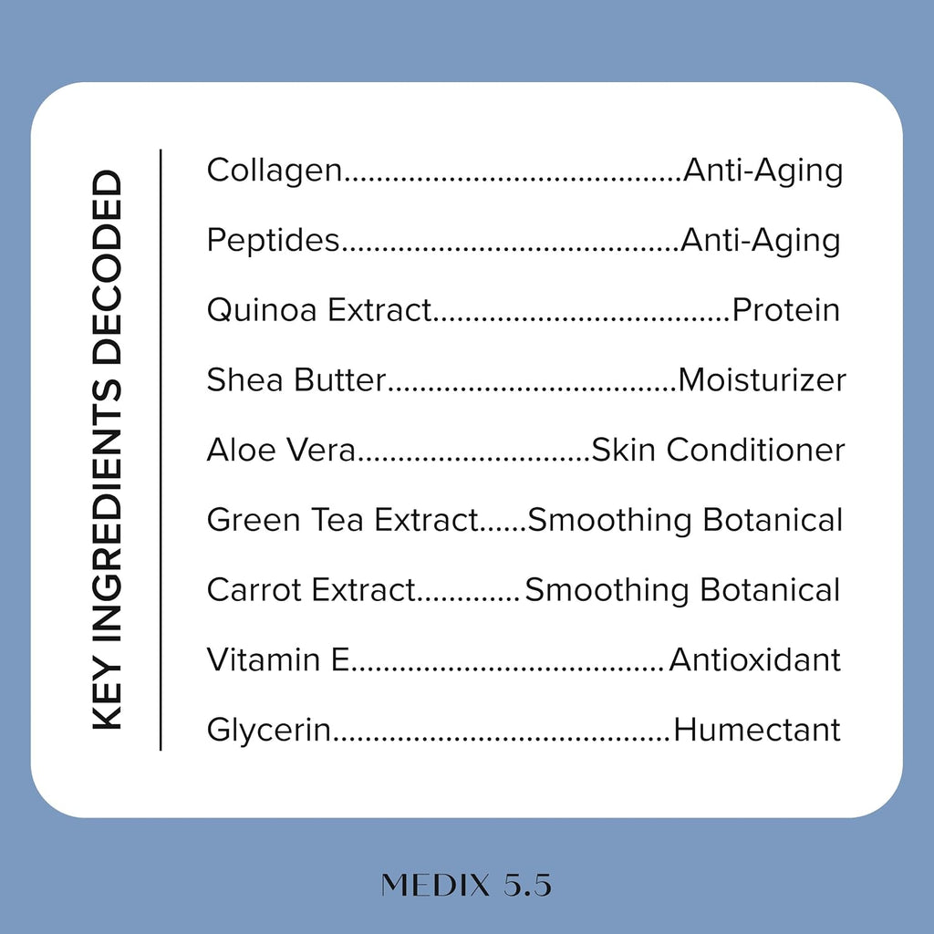 Medix 5.5 Collagen Cream Skin Care Face Lotion & Body Lotion For Dry Skin | Anti Aging Collagen Peptides Firming Cream Body Moisturizers Lifts, Firms, & Tightens For Younger Looking Skin, 15 Fl Oz