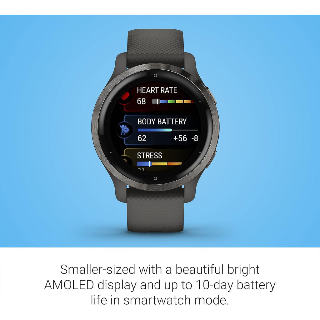 Garmin Venu 2S, Smaller-Sized Gps Smartwatch With Advanced Health Monitoring And Fitness Features, Slate Bezel With Graphite Case And Silicone Band, (010-02429-00) (Renewed)