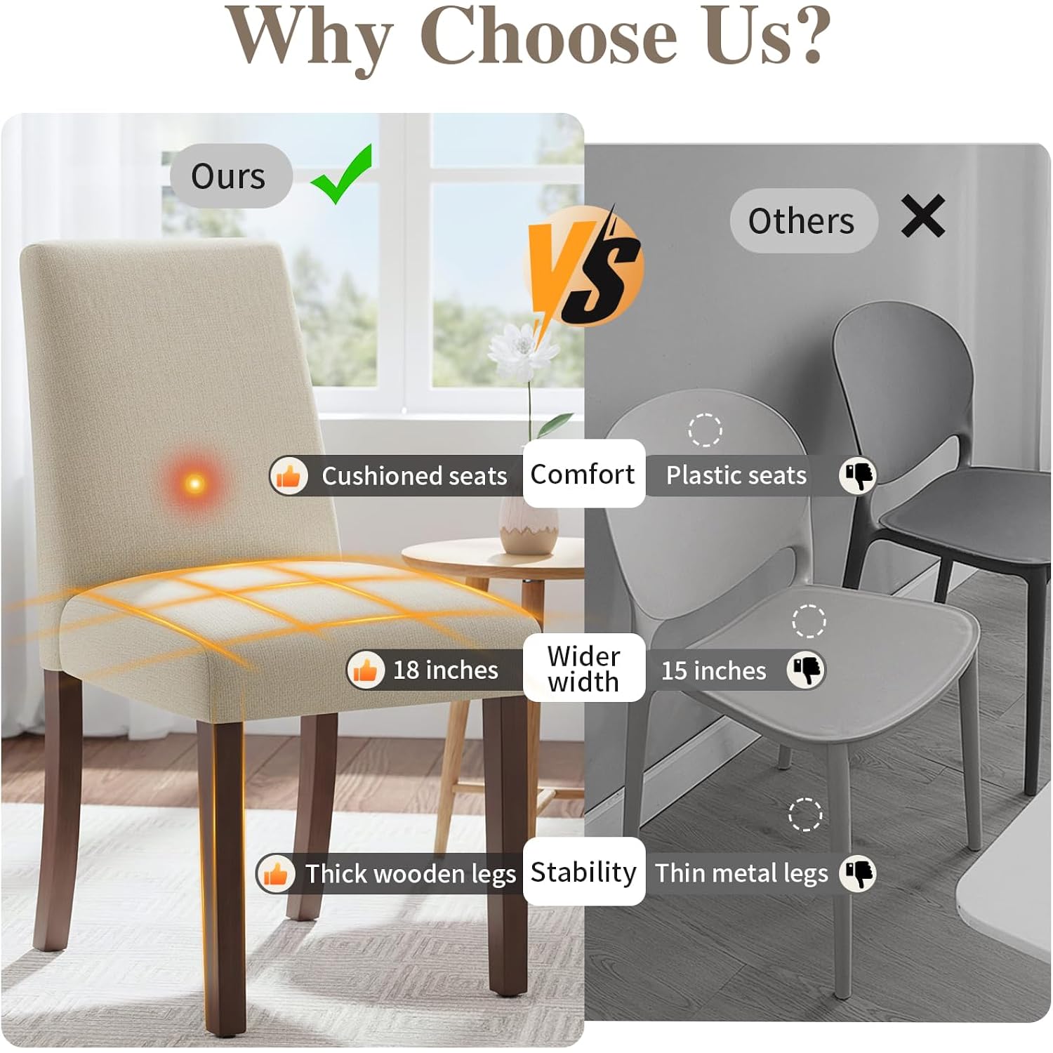 Dining Chairs Set Of 4, Modern Dining Room Chairs With Wooden Legs, Upholstered Kitchen Farmhouse Parsons Chairs For Restaurant & Cafe- Beige