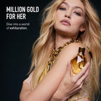 Rabanne Million Gold For Her Eau de Parfum - Long Lasting Refillable Designer Perfume for Women with Sparkling Rose, White Flowers & Salty Mineral Musk - Luxury Fragrance