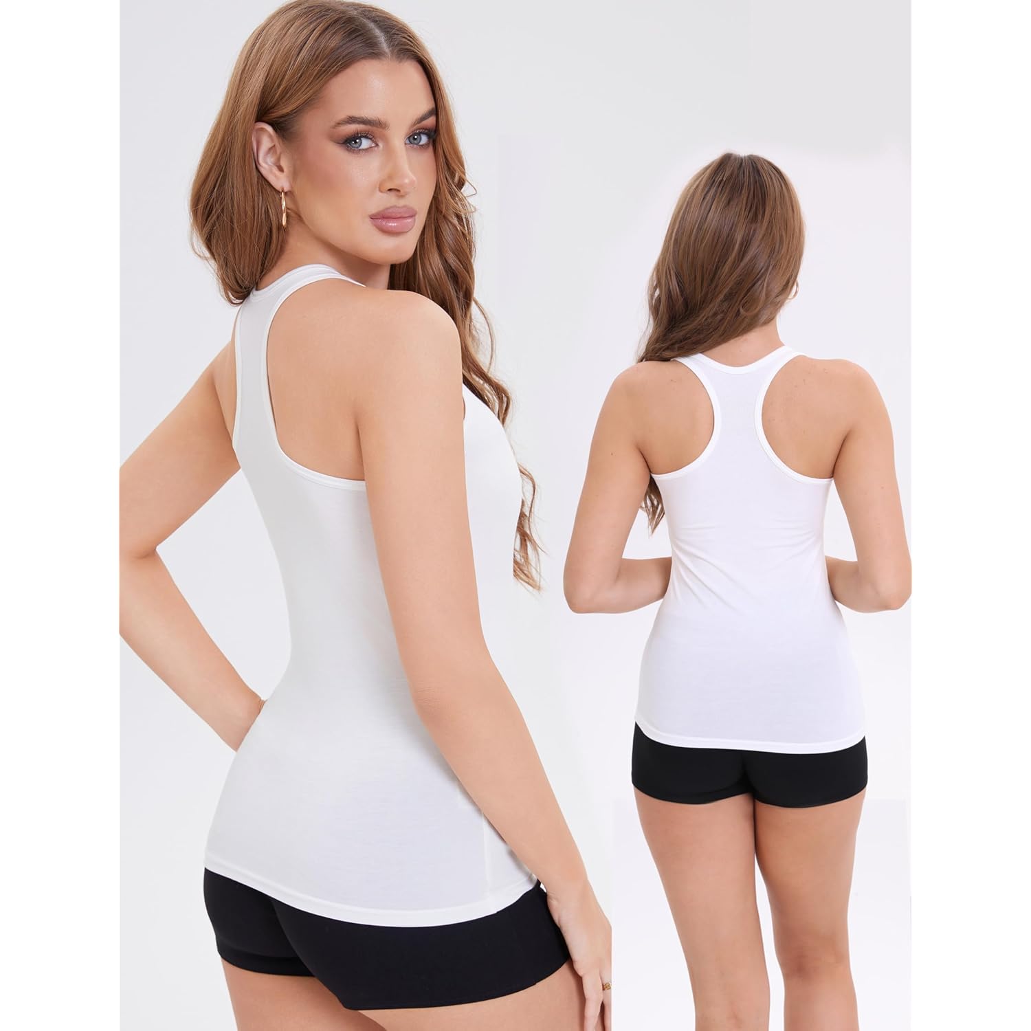 5 Pack Racerback Tank Tops for Women Sleeveless Workout Tank Top Ladies Undershirts Slim Fit Tanks Tops