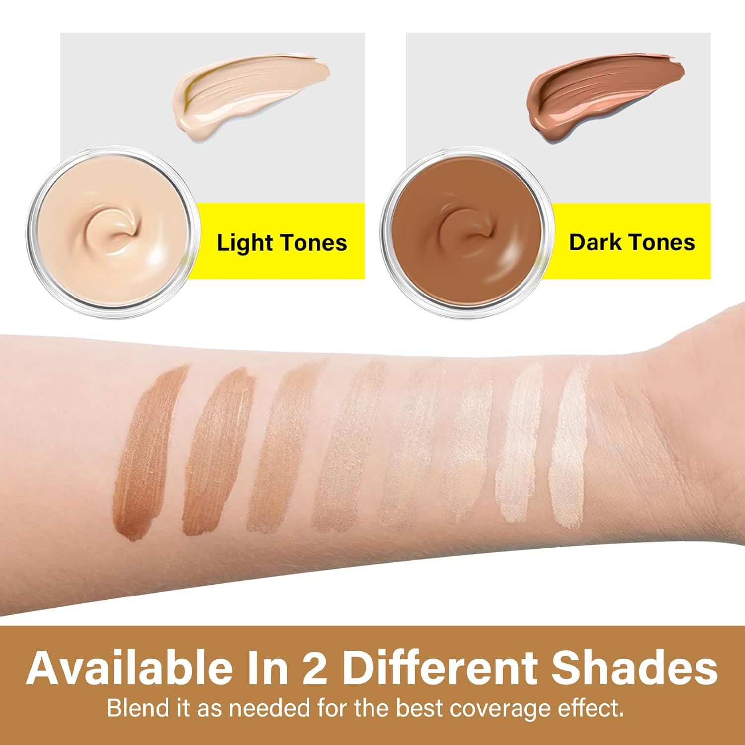 Tattoo Cover Up Makeup Waterproof, 2-Color Tattoo Concealer, Long Lasting Sweatproof Concealers and Neutralizing Makeup for Body, Naturally Cover Tattoos, Spots
