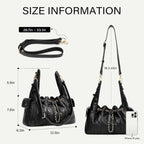 Cluci Quilted Leather Handbag, Soft Tote Bags For Women With Adjustable Strap, Crumpled Shoulder Purse Tabby Slouchy Hobo Bag