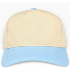 Classic A-Frame Two Tone 5-Panel Snapback Hat, Semi-Structured Pinch Front Baseball Cap, Adjustable Fit, Blank for Custom Stone Baby Blue
