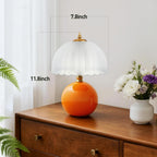 Mushroom Table Lamp, Ceramic Bedside Lamp With Glass Shade, 3-Way Lighting (2700K-5000K) Rocker Switch, Small Nightstand Lamp For Bedroom, Living Room, Office, Orange