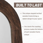 Arched Full Length Mirror With Solid Wood Frame | 71X32 Farmhouse Wall Mounted Floor Mirror With Stand, Vertical Hanging, Leaning Standing For Bedroom, Living Room, Brown