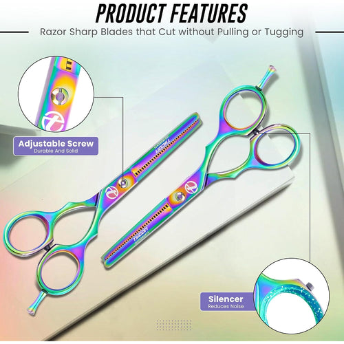 6.5" Thinning Shears For Hair Cutting - 2.7" Sharp Blade - J2 Stainless Steel Hair Thinning Scissors - Sturdy & Ergonomic Texturizing Shears - Perfect Hair Thinning Shear For Salon & Home