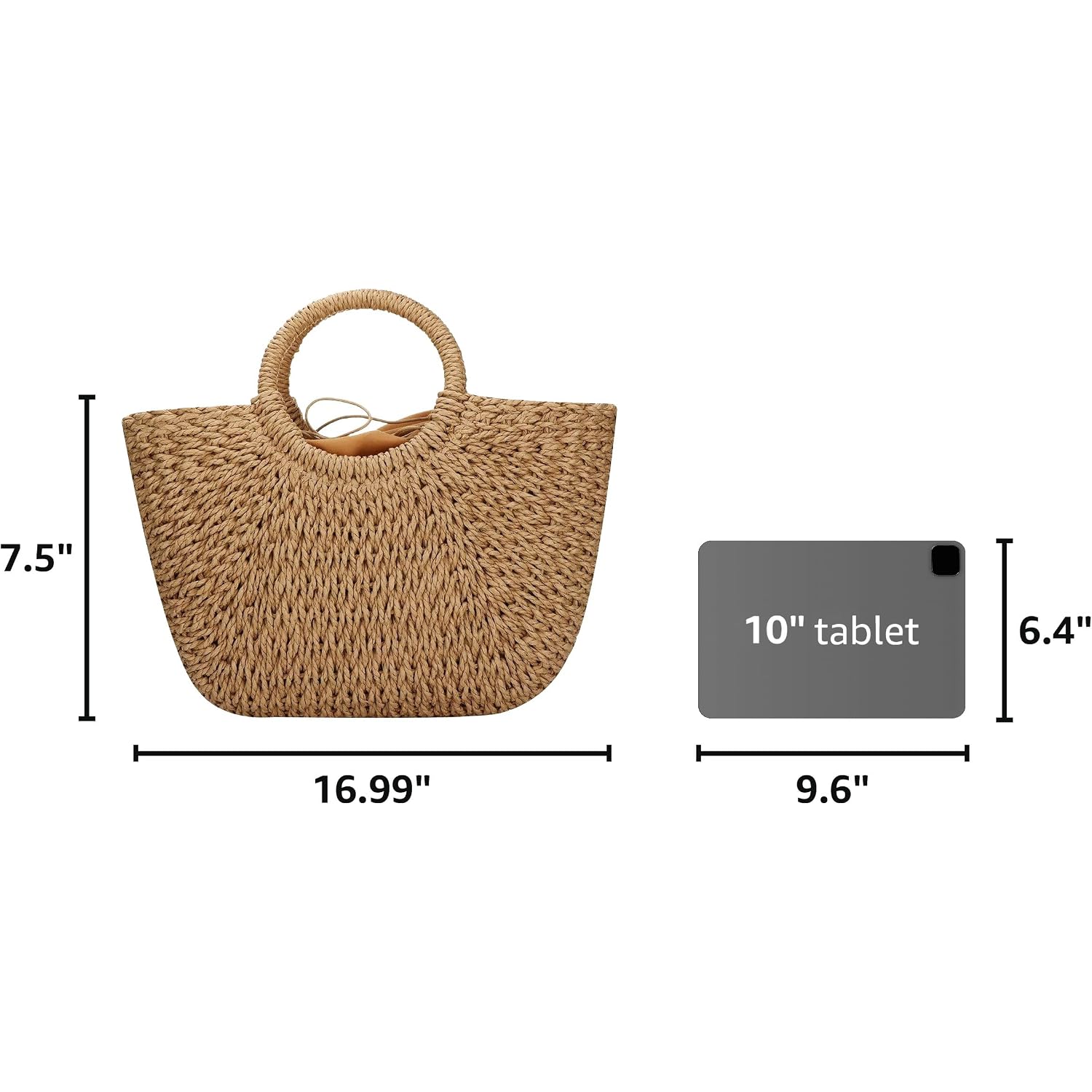 Yyw Straw Bags For Women,Hand-Woven Straw Large Bag Round Handle Ring Tote Retro Summer Beach Rattan Bag