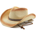 Mens Straw Cowgirl Cowboy Hat Women Floppy Packable Wide Brim Sun Hat UPF50 Western Panama Travel Beach Cap Fedora Bucket Hat Beige