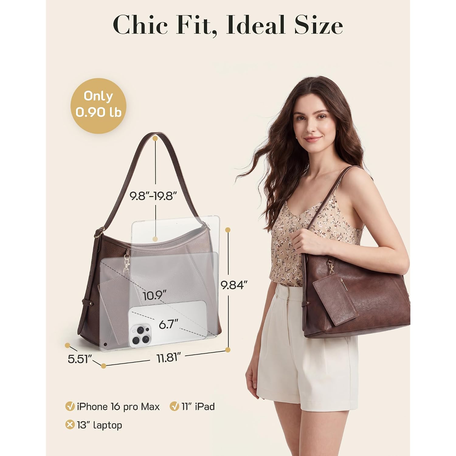 Missnine Hobo Bag For Women Pu Leather Purses, Multi-Pocket Crossbody Handbags With Zipper,Shoulder Bags Tote Purse