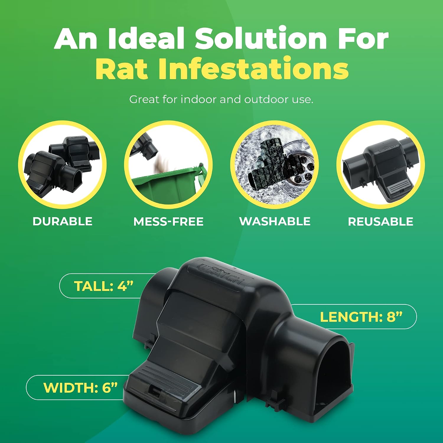Rat Traps Indoor And Outdoor - Dual-Entry Large Rat Trap Outdoor And Indoor For Home, Garden And Restaurant With 99.9% Trap Rate | Easy To Use Rodent Traps With Safe Hands Free Design - Ucatch