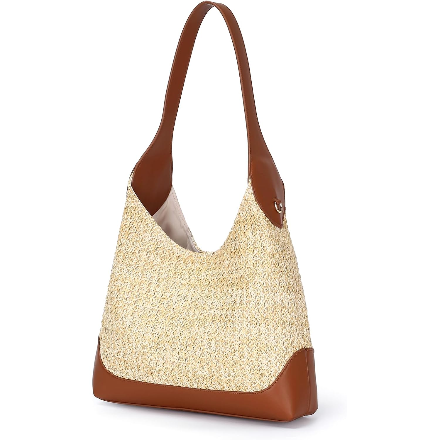 Herald Small Summer Straw Woven Hobo Shoulder Tote Bag For Women | Slouchy Vacation Beach Raffia Shoulder Handbag Tote Purse