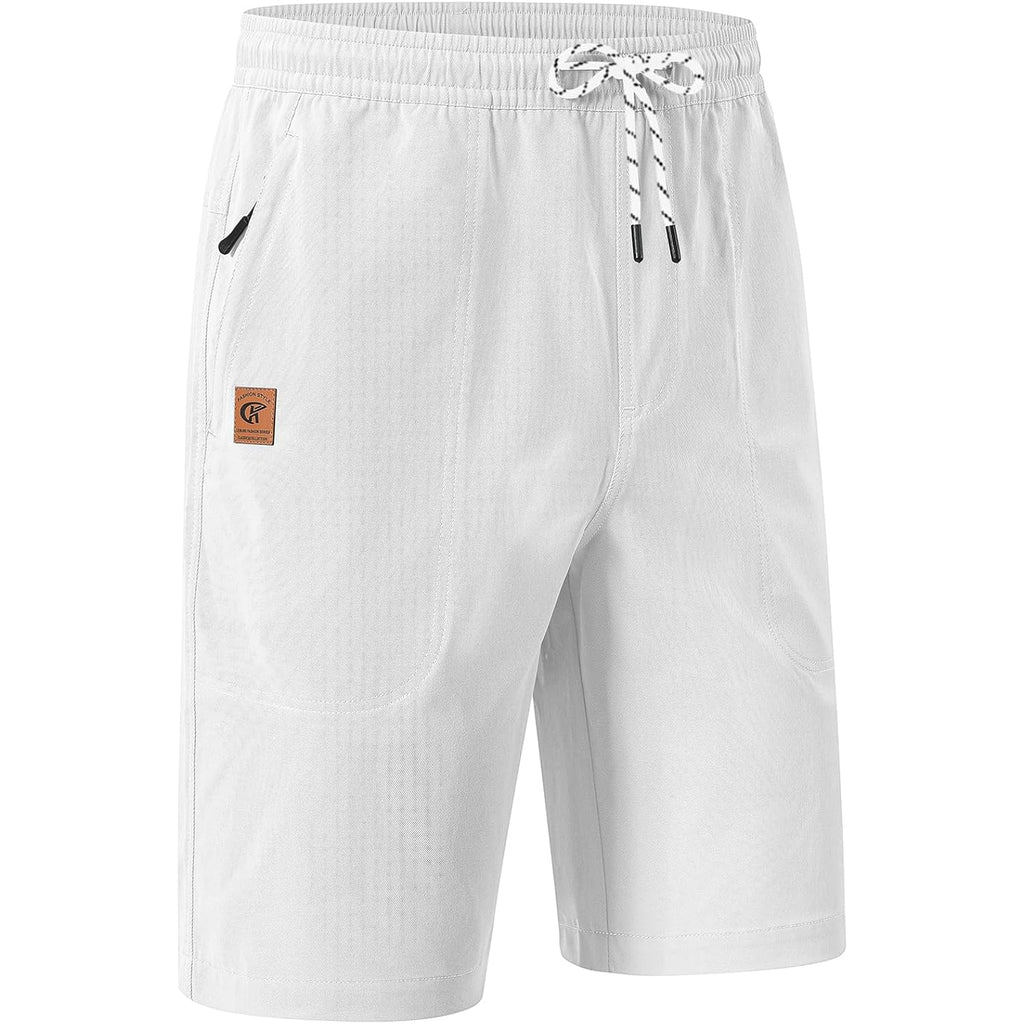 Men'S Stretch Shorts Casual Classic Fit Drawstring Summer Beach Shorts With Zipper Pockets