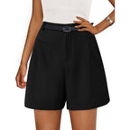 Shorts for Women Dressy 2026 Summer Elastic High Waisted Wide Leg Business Casual Work Shorts with Pockets