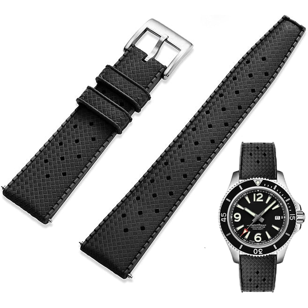 Fkm Rubber Watch Strap Quick Release Tropical Style Fluororubber 18Mm 19Mm 20Mm 21Mm 22Mm Soft Breathable Durable Fkm Rubber Watch Band Universal Replacement Band Strap For Men Women