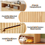 Vingli Slim Shoe Cabinet With Curved Edges, Modern Hidden Shoe Storage Organizer With 2 Flip Drawers & Open Shelf, Narrow Wood Shoe Cupboard With Fluted Panel & Anti-Tip Kit For Entryway, Oak