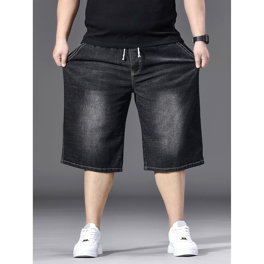 Men'S Big And Tall Jean Shorts Elastic Waisted Baggy Jorts Drawstring Plus Size Relaxed Fit Denim Shorts 2Xl-6Xl