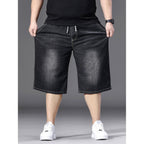Men'S Big And Tall Jean Shorts Elastic Waisted Baggy Jorts Drawstring Plus Size Relaxed Fit Denim Shorts 2Xl-6Xl