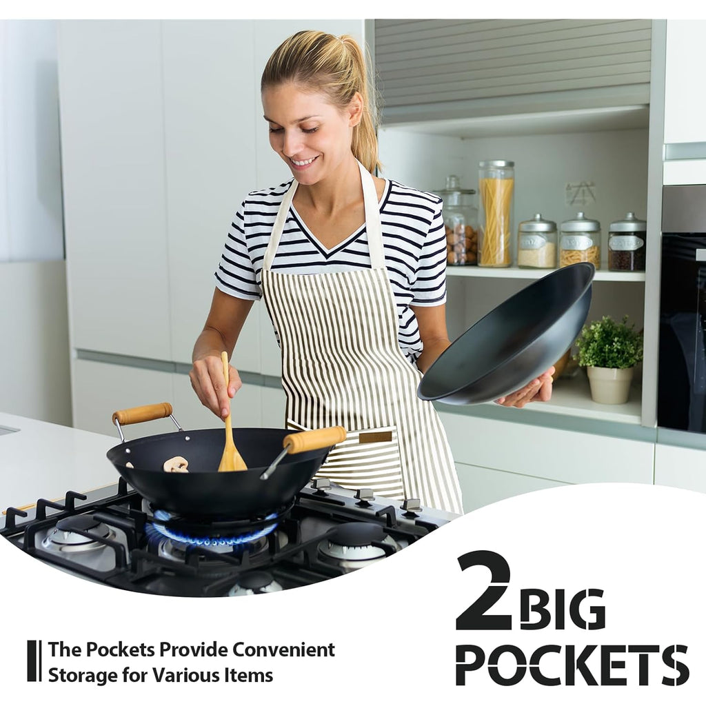 VALOME 2 Pack Kitchen Aprons, Apron for Cooking with 2 Pockets, Unisex Adjustable Neck Strap Chef Aprons for Men Women
