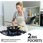 VALOME 2 Pack Kitchen Aprons, Apron for Cooking with 2 Pockets, Unisex Adjustable Neck Strap Chef Aprons for Men Women
