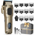 Vgrpro Hair Clippers For Men Professional, Cordless & Corded Barber Clippers For Hair Cutting With Package Case, Electric Grooming Kit For Home & Barber Use, Led Battery Display (Golden)