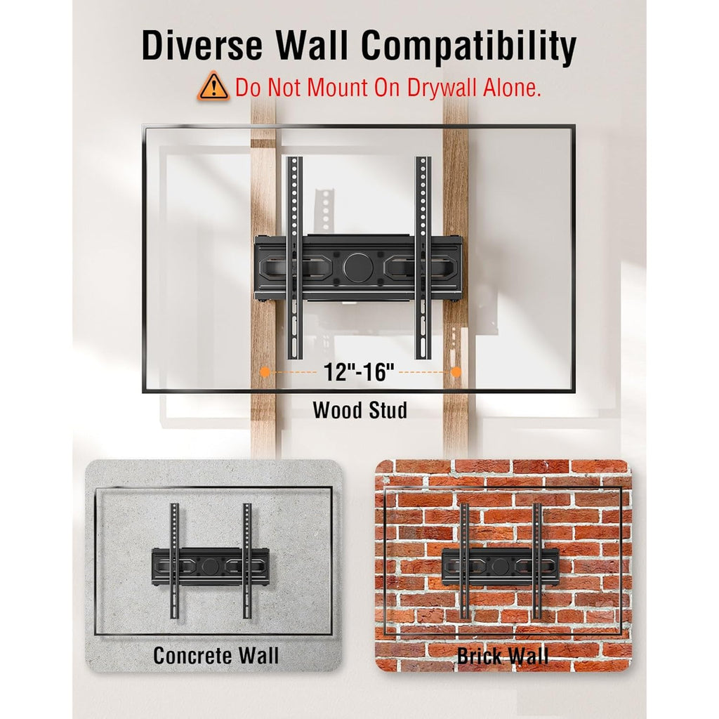 Econome Tv Wall Mount For Most 26-65 Inch Tvs, Full Motion Tv Mount Swivel And Tilt, Wall Mount Bracket Max Vesa 400X400Mm, Holds Up To 99 Lbs, Fits 12” 16" Wood Studs.