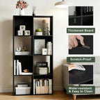 8 Cube Storage Organizer Shelf, Open Cube Bookshelf, Reversible Bookcase, Sturdy Modern Storage For Home Office, Bedroom, Living Room, Deep Black