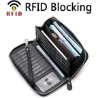 Moflycom Womens Wallet RFID Blocking Genuine Leather Multi Credit Card Large Capacity Zip Around Clutch Travel Purse Wristlet