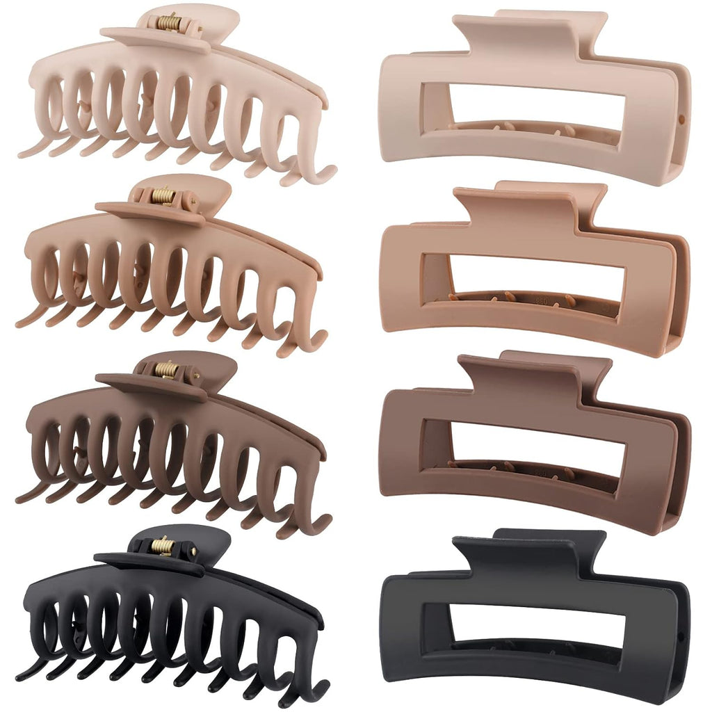 Luseren Hair Clips For Women 4.3 Inch Large Hair Claw Clips For Women Thin Thick Curly Hair, Big Matte Banana Clips,Strong Hold Jaw Clips,Neutral Colors
