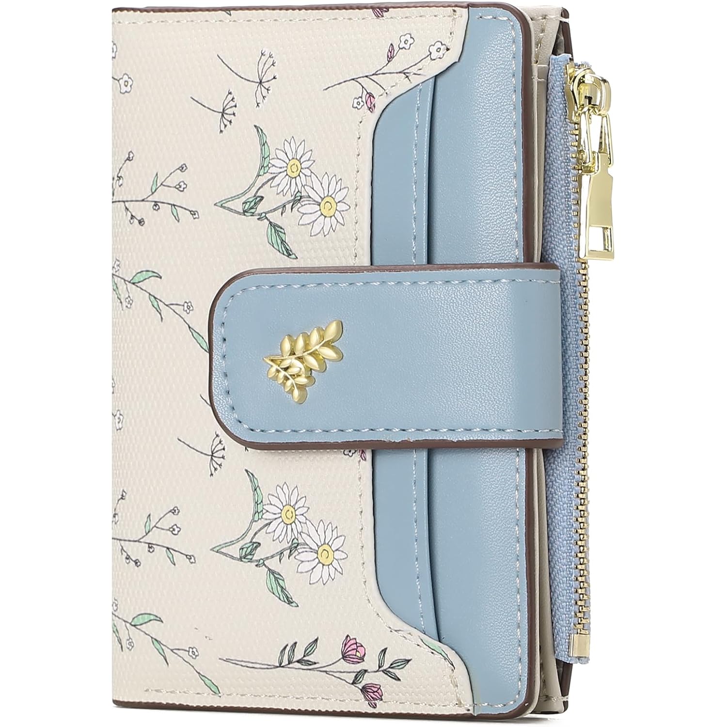Gaekeao Small Wallets For Women Rfid Blocking Leather Bifold Zipper Pocket Wallet Credit Card Holder With Id Window